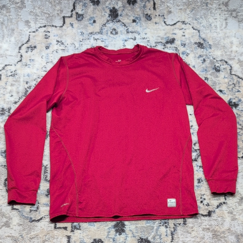 Nike Pro Dri-Fit Red Long Sleeve Shirt XXL Men's Compression Fit Dry Athletic